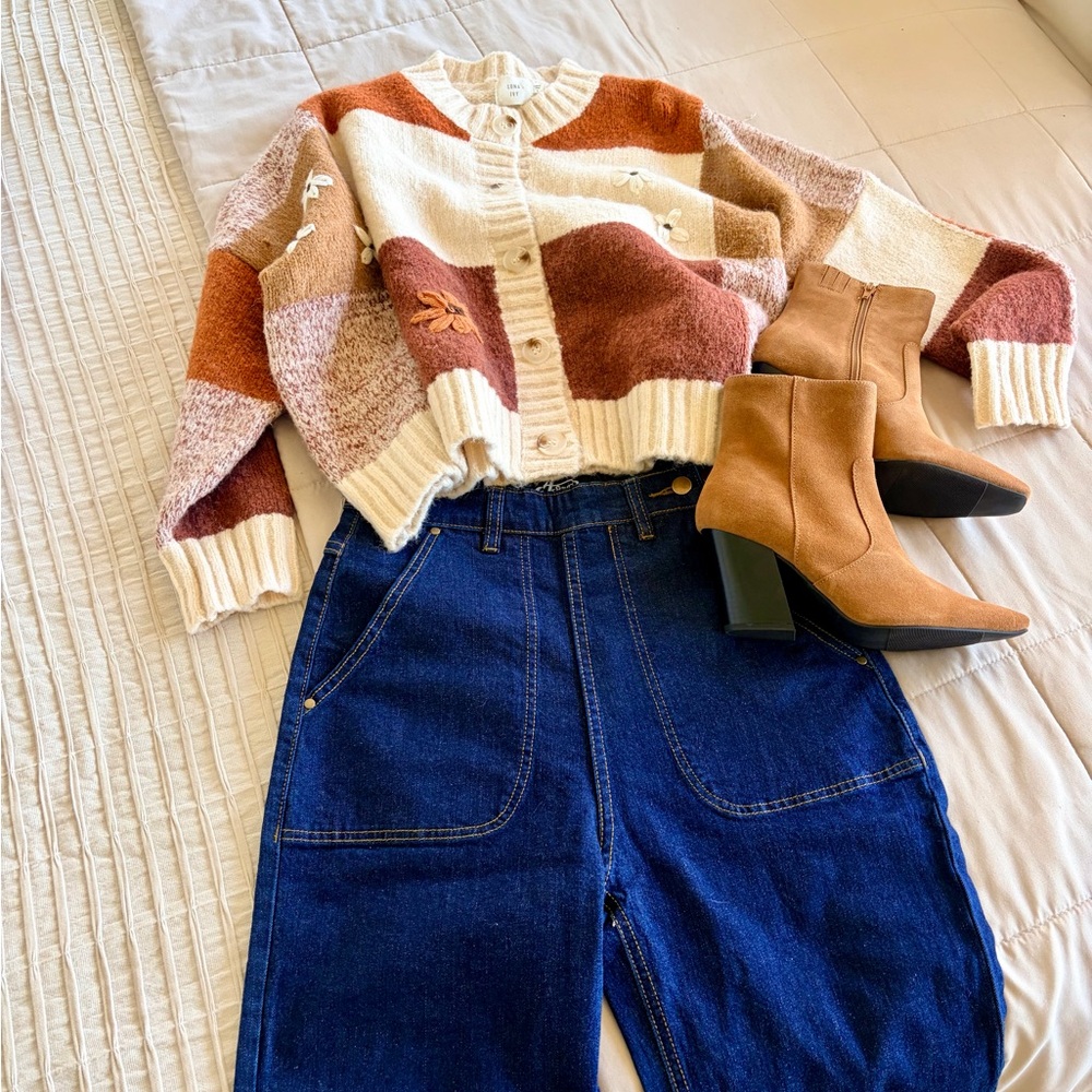 🧡Patchwork🧡 style floral knit Cardigan - Picture 2 of 7